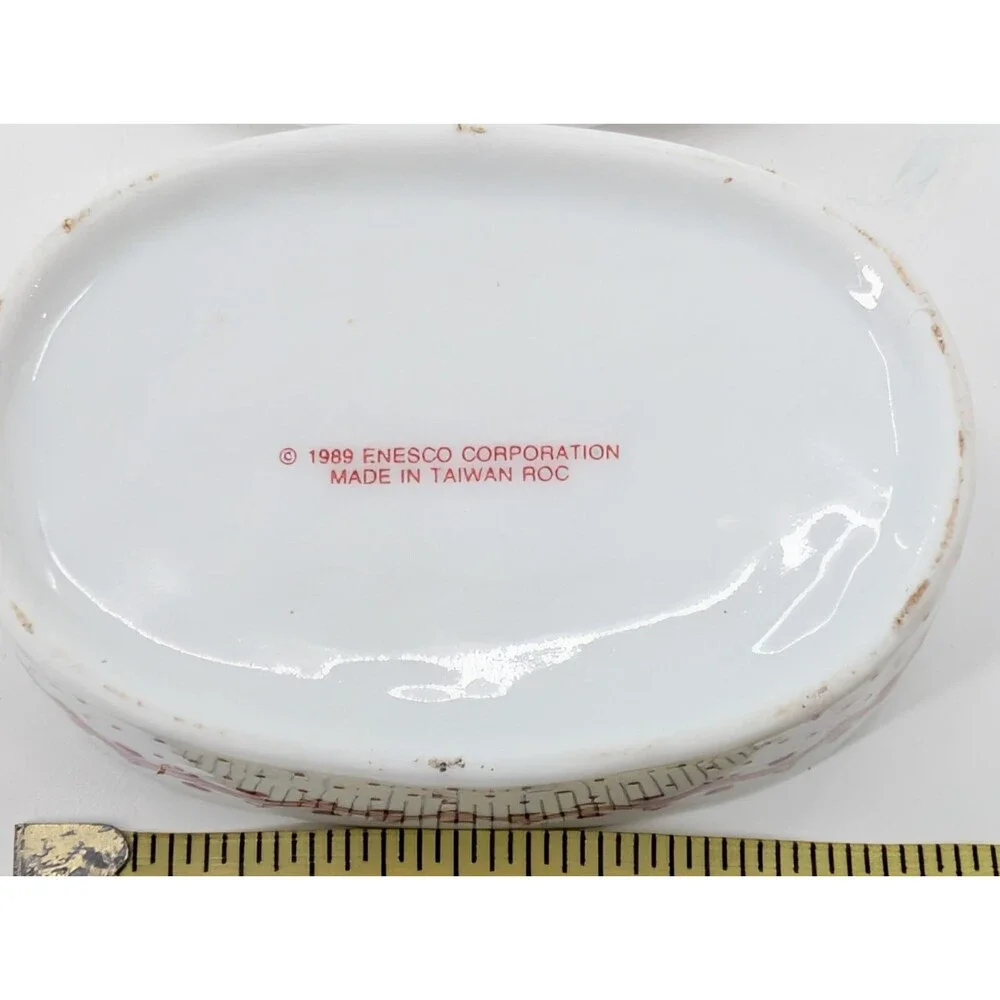 Ceramic Hearts 1989 Enesco True Love Bridal Wedding Jewelry Dish Trinket Box